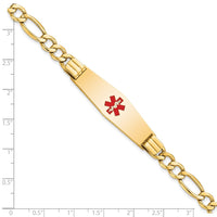 Thumbnail for 14K Semi-Solid Medical Soft Diamond Shape Red Enamel Figaro ID Bracelet