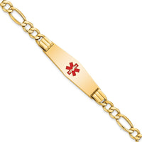 Thumbnail for 14K Semi-Solid Medical Soft Diamond Shape Red Enamel Figaro ID Bracelet