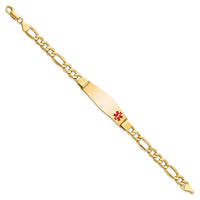 Thumbnail for 14K Semi-Solid Medical Soft Diamond Shape Red Enamel Figaro ID Bracelet