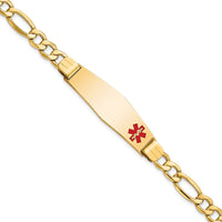 Thumbnail for 14K Semi-Solid Medical Soft Diamond Shape Red Enamel Figaro ID Bracelet