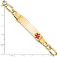 Thumbnail for 14K Semi-Solid Medical Polished Red Enamel Figaro ID Bracelet