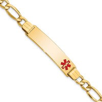 Thumbnail for 14K Semi-Solid Medical Polished Red Enamel Figaro ID Bracelet