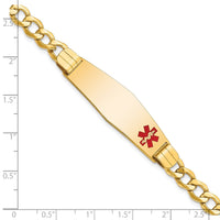 Thumbnail for 14K Semi-solid Medical Soft Diamond Shape Red Enamel Curb Link ID Bracelet