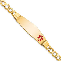 Thumbnail for 14K Semi-solid Medical Soft Diamond Shape Red Enamel Curb Link ID Bracelet