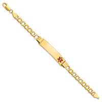 Thumbnail for 14K Semi-solid Medical Red Enamel Curb Link ID Bracelet