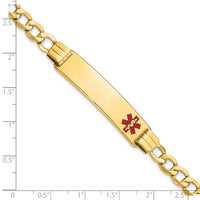 Thumbnail for 14K Semi-solid Medical Red Enamel Curb Link ID Bracelet