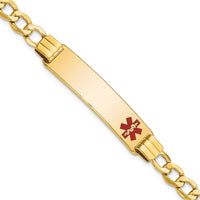 Thumbnail for 14K Semi-solid Medical Red Enamel Curb Link ID Bracelet