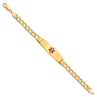 Thumbnail for 14K Semi-solid Medical Soft Diamond Shape Red Enamel Curb Link ID Bracelet