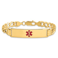 Thumbnail for 14K Semi-solid Medical Red Enamel Curb Link ID Bracelet