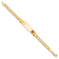 Thumbnail for 14K Semi-solid Medical Soft Diamond Shape Red Enamel Curb Link ID Bracelet