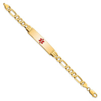 Thumbnail for 14K Medical Red Enamel Flat Figaro Link ID Bracelet
