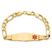 Thumbnail for 14K Medical Soft Diamond Shape Red Enamel Flat Figaro Link ID Bracelet