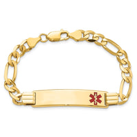 Thumbnail for 14K Medical Red Enamel Flat Figaro Link ID Bracelet