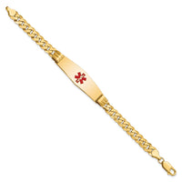 Thumbnail for 14K Medical Soft Diamond Shape Red Enamel Curb Link ID Bracelet