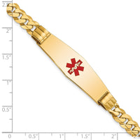 Thumbnail for 14K Medical Soft Diamond Shape Red Enamel Curb Link ID Bracelet