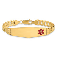 Thumbnail for 14K Medical Soft Diamond Shape Red Enamel Curb Link ID Bracelet