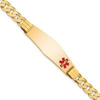 Thumbnail for 14K Medical Soft Diamond Shape Red Enamel Curb Link ID Bracelet
