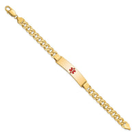 Thumbnail for 14K Medical Red Enamel Flat Curb Link ID Bracelet