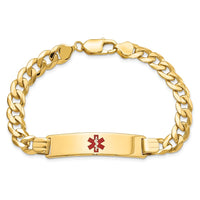 Thumbnail for 14K Medical Red Enamel Flat Curb Link ID Bracelet
