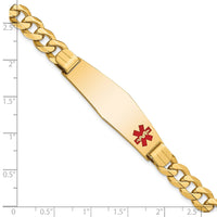 Thumbnail for 14K Medical Soft Diamond Shape Red Enamel Flat Curb Link ID Bracelet