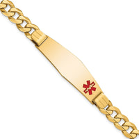 Thumbnail for 14K Medical Soft Diamond Shape Red Enamel Flat Curb Link ID Bracelet
