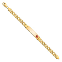 Thumbnail for 14K Medical Red Enamel Flat Curb Link ID Bracelet