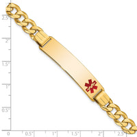 Thumbnail for 14K Medical Red Enamel Flat Curb Link ID Bracelet