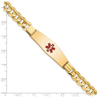 Thumbnail for 14K Medical Soft Diamond Shape Red Enamel Curb ID Bracelet