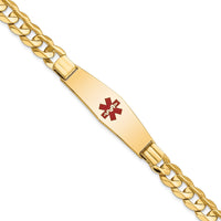 Thumbnail for 14K Medical Soft Diamond Shape Red Enamel Curb ID Bracelet