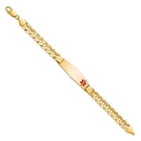 Thumbnail for 14K Medical Soft Diamond Shape Red Enamel Curb ID Bracelet