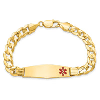 Thumbnail for 14K Medical Soft Diamond Shape Red Enamel Curb ID Bracelet