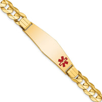 Thumbnail for 14K Medical Soft Diamond Shape Red Enamel Curb ID Bracelet