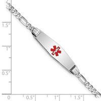 Thumbnail for 14K WG Medical Soft Diamond Shape Red Enamel Figaro Link ID Bracelet