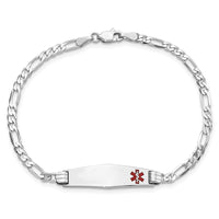 Thumbnail for 14K WG Medical Soft Diamond Shape Red Enamel Figaro Link ID Bracelet