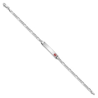 Thumbnail for 14K White Gold Medical Red Enamel Figaro Link ID Bracelet