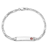 Thumbnail for 14K White Gold Medical Red Enamel Figaro Link ID Bracelet
