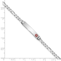 Thumbnail for 14K White Gold Medical Red Enamel Figaro Link ID Bracelet