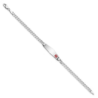 Thumbnail for 14K WG Medical Soft Diamond Shape Red Enamel Flat Curb Link ID Bracelet