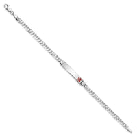 Thumbnail for 14K White Gold Medical Red Enamel Flat Curb Link ID Bracelet