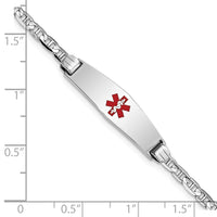 Thumbnail for 14K WG Medical Soft Diamond Shape Red Enamel Anchor Link ID Bracelet