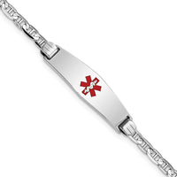 Thumbnail for 14K WG Medical Soft Diamond Shape Red Enamel Anchor Link ID Bracelet