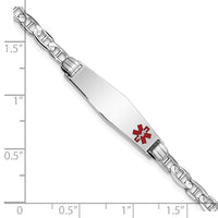 Thumbnail for 14K WG Medical Soft Diamond Shape Red Enamel Anchor Link ID Bracelet