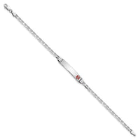 Thumbnail for 14K White Gold Medical Red Enamel Anchor Link ID Bracelet