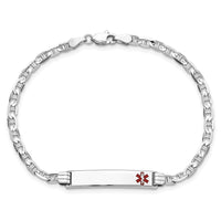 Thumbnail for 14K White Gold Medical Red Enamel Anchor Link ID Bracelet