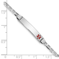 Thumbnail for 14K White Gold Medical Red Enamel Anchor Link ID Bracelet