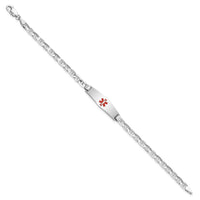 Thumbnail for 14K WG Medical Soft Diamond Shape Red Enamel Anchor Link ID Bracelet