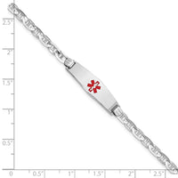 Thumbnail for 14K WG Medical Soft Diamond Shape Red Enamel Anchor Link ID Bracelet