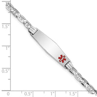 Thumbnail for 14K WG Medical Soft Diamond Shape Red Enamel Anchor Link ID Bracelet