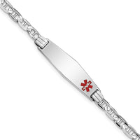 Thumbnail for 14K WG Medical Soft Diamond Shape Red Enamel Anchor Link ID Bracelet