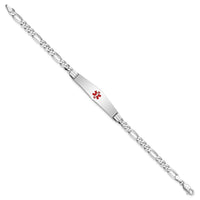 Thumbnail for 14K WG Medical Soft Diamond Shape Red Enamel Figaro Link ID Bracelet